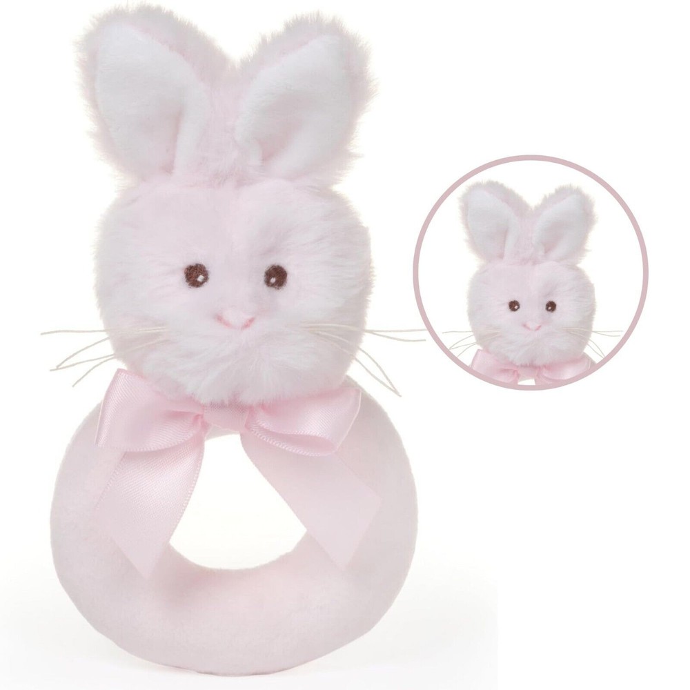5.5-Inch Pink Soft Stuffed Easter Bunny Rattle perfect gift (Pink Little Bunny)