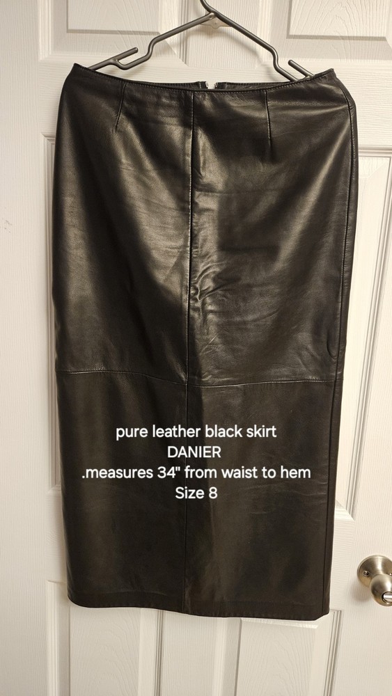 Black Genuine Leather Clem-2 Skirt for Women