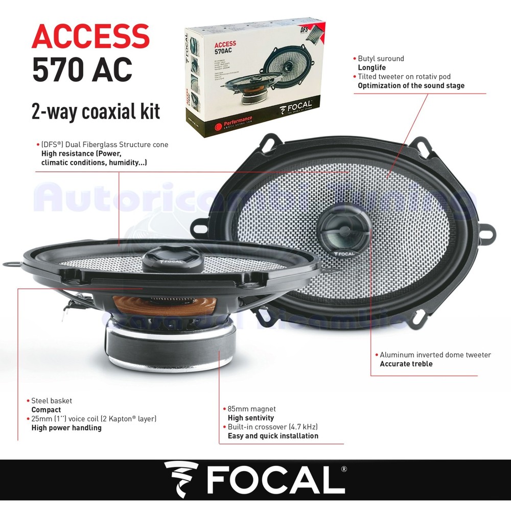 FOCAL ACCESS 570 AC 13.5x18 120w 60Wrms Coaxial System Speakers