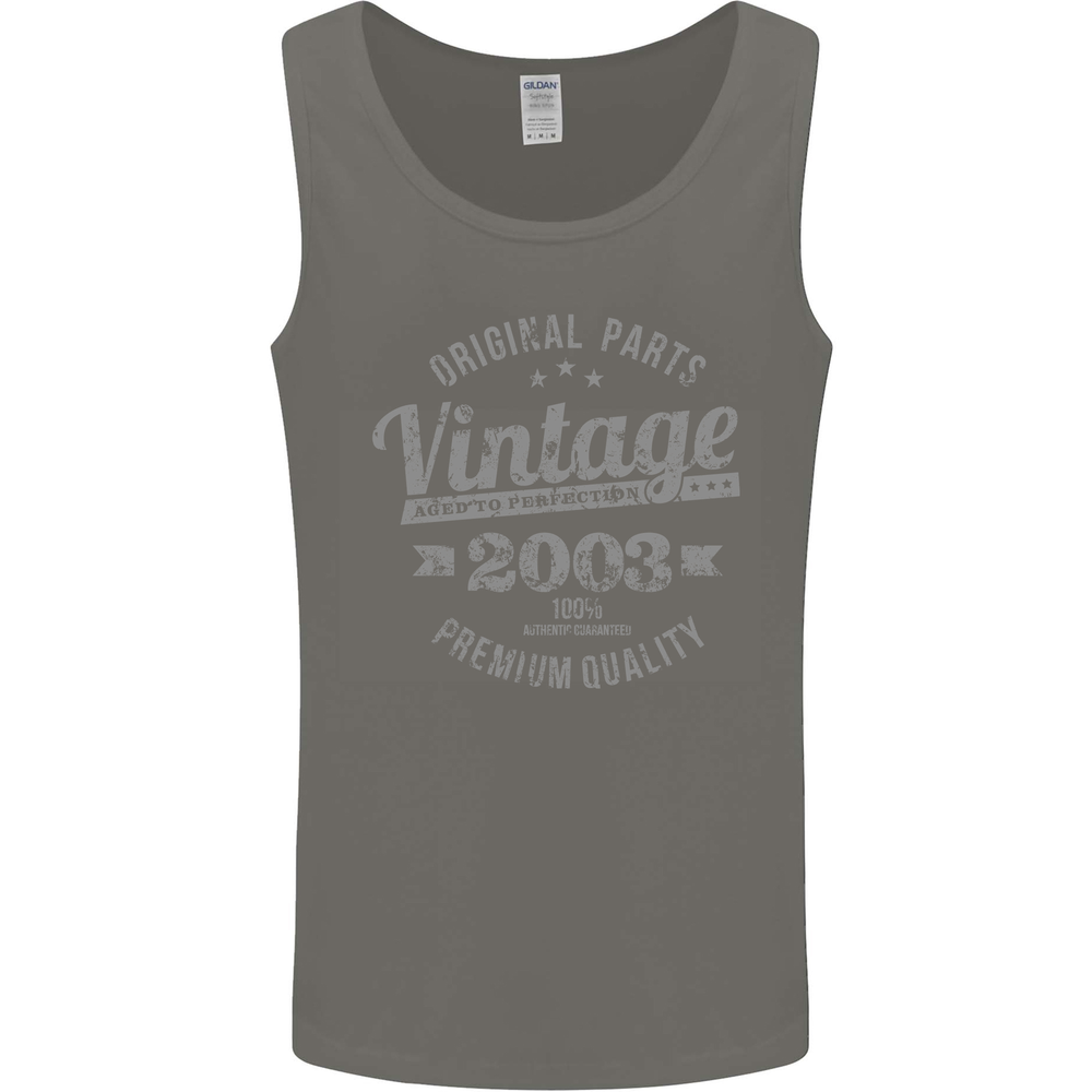 Vintage Year 22nd Birthday 2003 Mens Vest Tank Top Charcoal