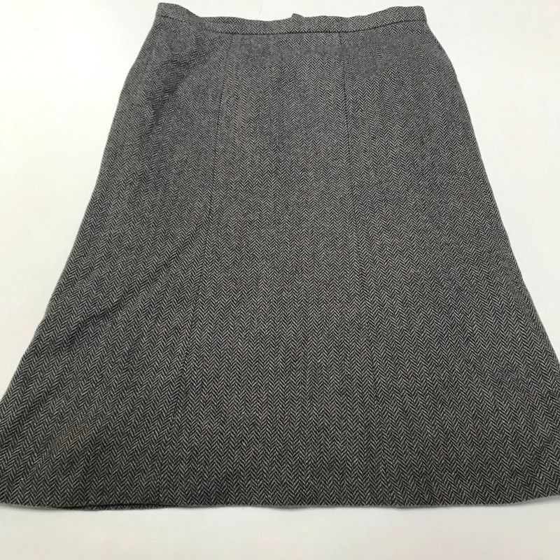 Christina Felix midi skirt in herringbone tweed 16 wool blend blue beige