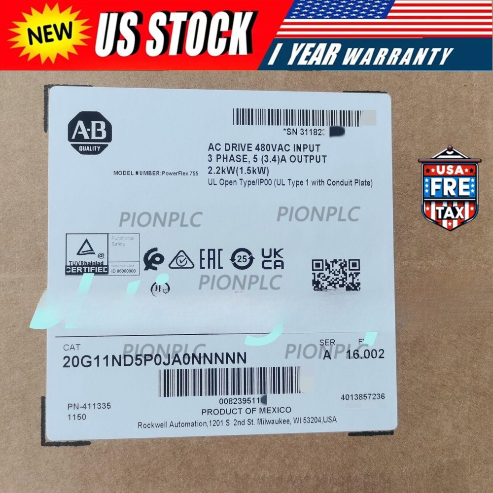 20G11ND5P0JA0NNNNN PowerFlex Air Cooled 755 AC Drive US Free Tax
