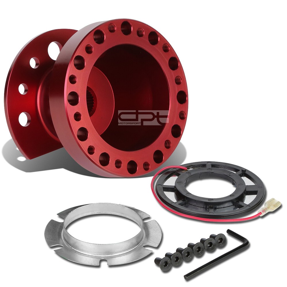 Fit 88-91 Civic 90-93 Integra Red Aluminum Steering Wheel 6-Hole Hub Adaptor