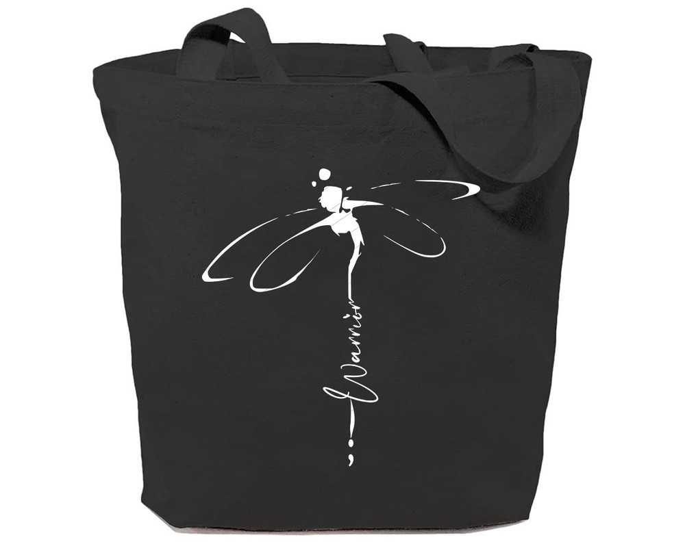 Dragonfly Warrior Reusable Canvas Tote Bag for Women - Stylish Grocery Shopper  