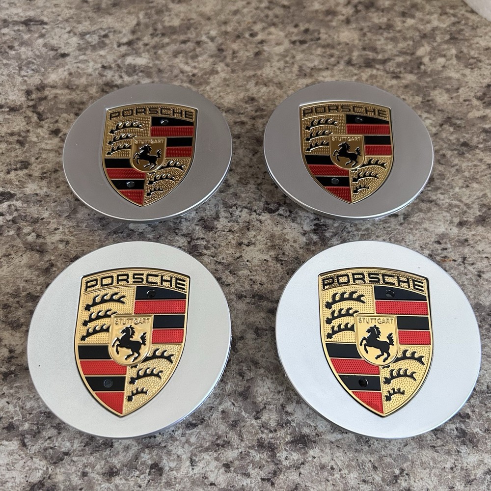 Set Of 4 Silver Porsche Center Caps 76mm