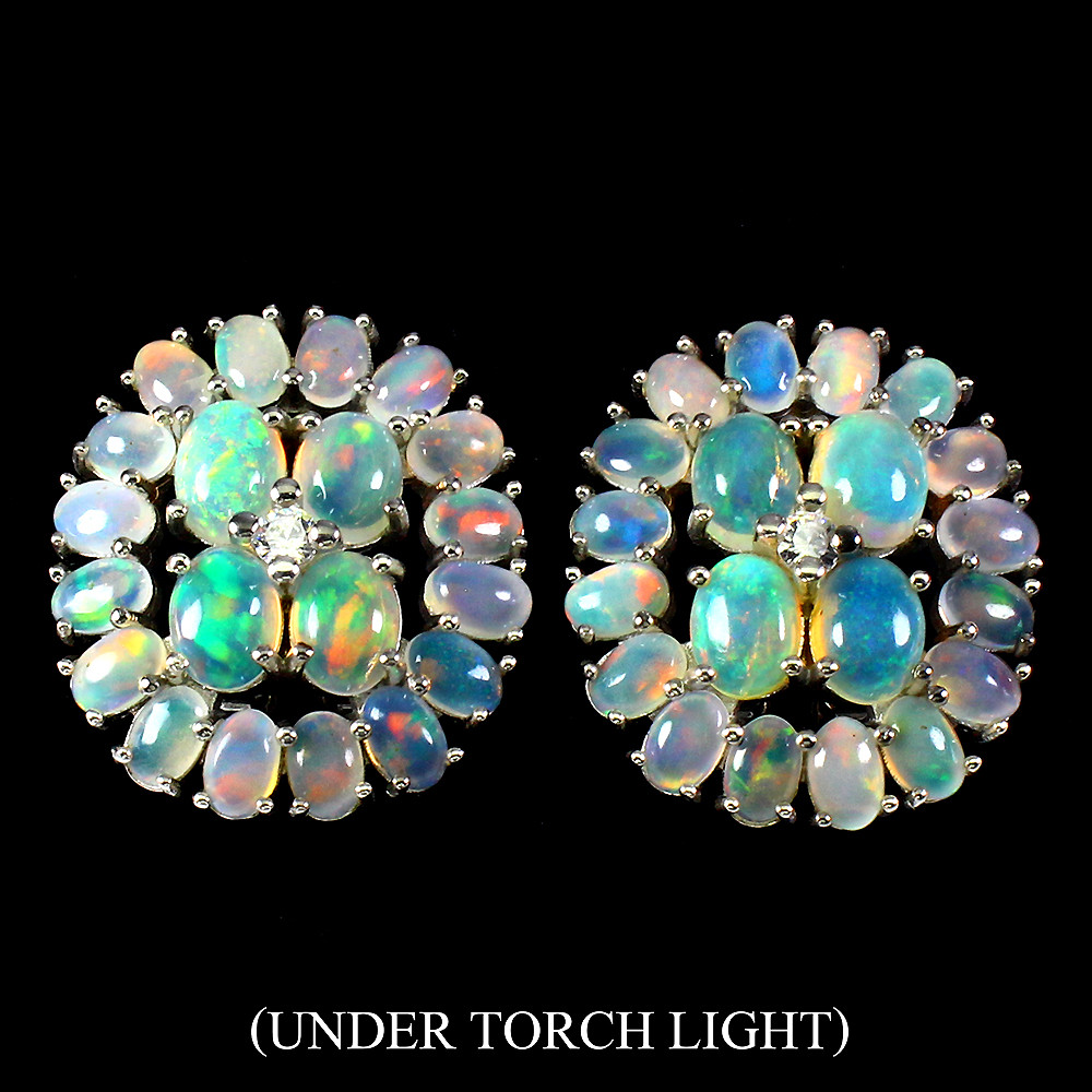 Valentine's 925 Silver Earrings with Natural 8x6mm Oval Fire Opal Gemstone