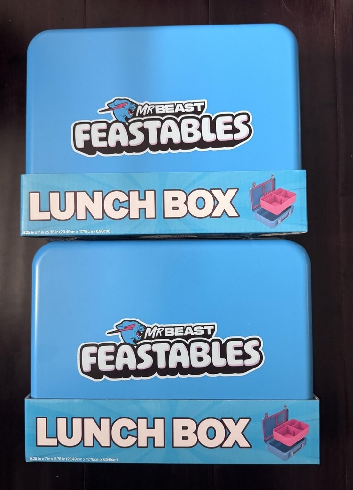 2x MrBeast Feastables World's Coolest Collectible Lunch Box Bento BPA-Free Blue