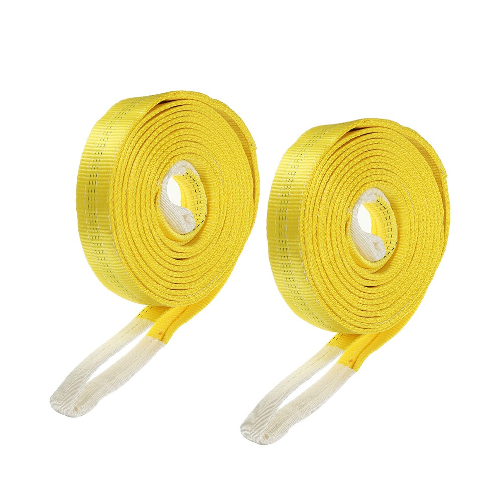 2 Pcs Lifting Slings Straps Polyester 26ft Flat Lifting Belts(6613lbs) Yellow