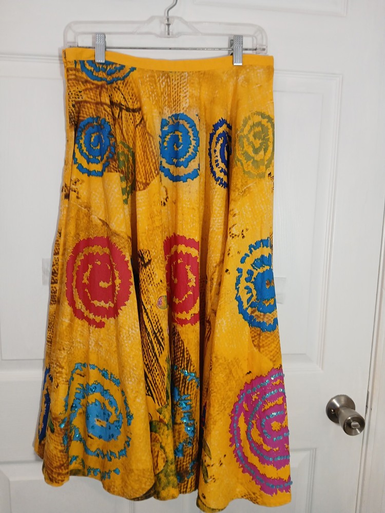 Full Skirt Size Med Boho Beaded Colorful  by Manuela Moore Waist 30