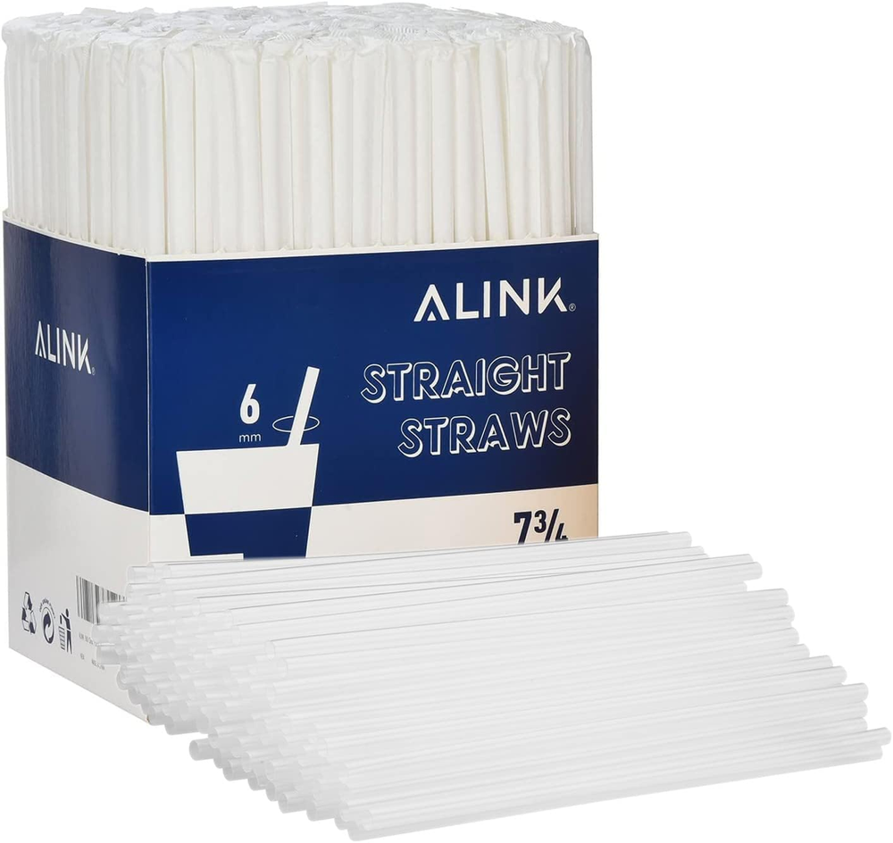 500-Pack Clear Plastic Drinking Straws, Individually Wrapped Plastic Disposable