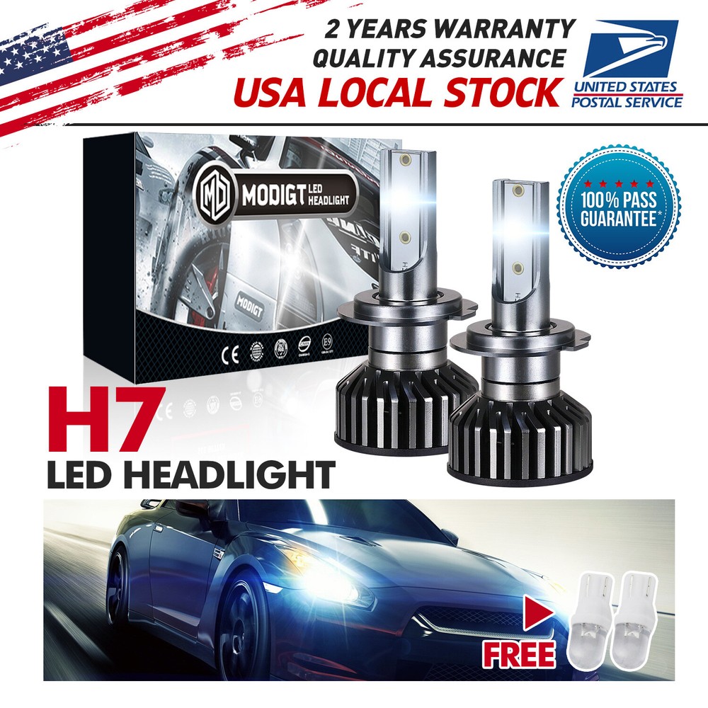 2x H7 LED Headlight Bulbs 6000K High Low Beam Conversion Kit Super Bright