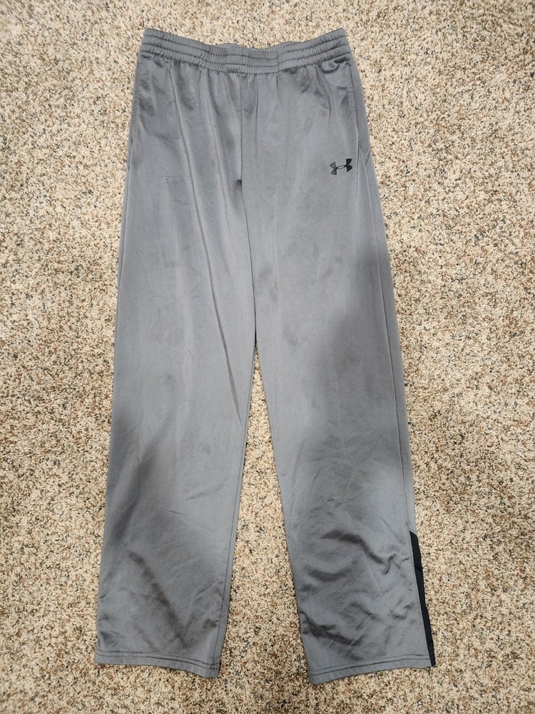 Under Armour Loose Fit Knit Pants-Boys Youth YXL-gray with black accents