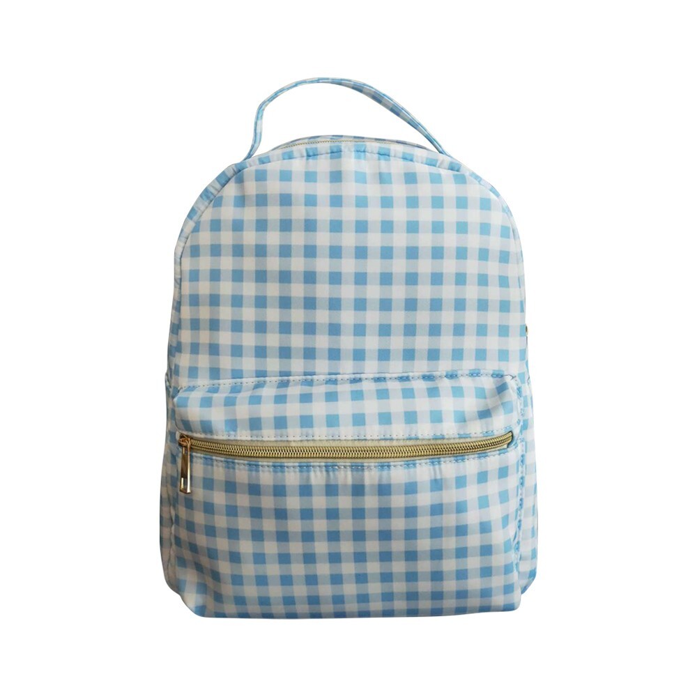 Kids Girls Blue Color Gingham Backpack Bag Back To School Toddler Cute Book Bag
