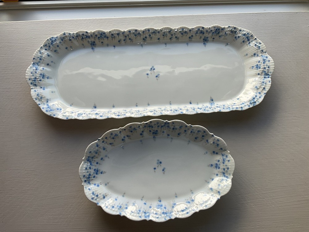 BLUET by A. Giraud & Co Oval Relish Dish& Small Platter made in Limoges France