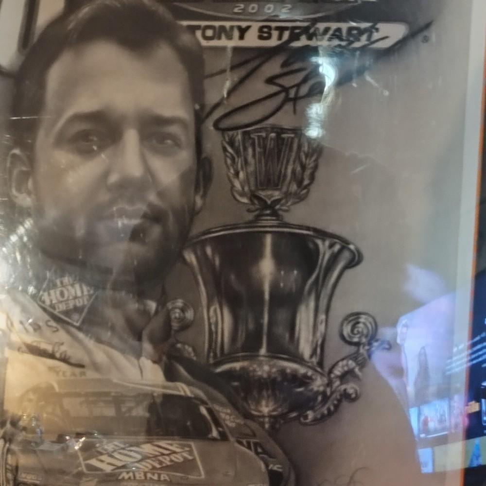 Tony Stewart signed #20 NASCAR artist rendering collectible