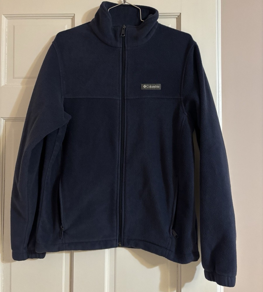 Columbia Men's Fleece Jacket Zipper Front Long Sleeve Blue Sign Size Small