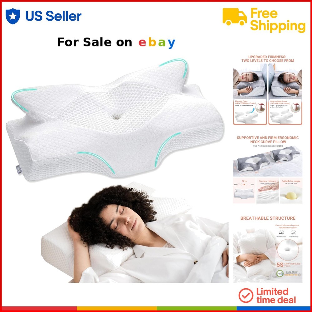 Queen Size Memory Foam Cervical Pillow for Neck Support & Orthopedic Sleep
