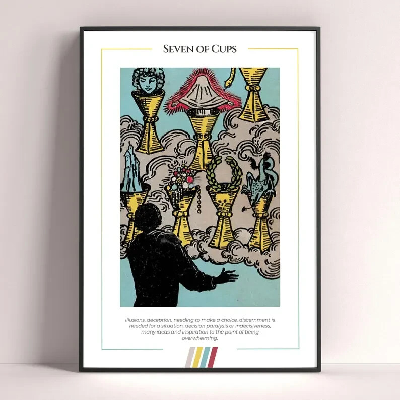 Seven of Cups Tarot Card Art Print Digital Download