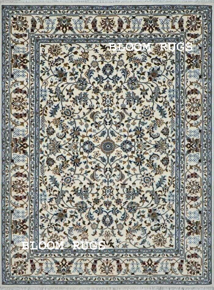 Premium Handmade Nain Ivory 8x10 ft Traditional Wool Area Rug | Customizable Rug