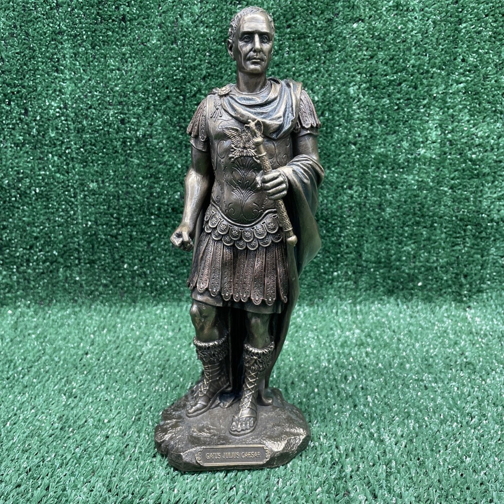Bronze Finish 10in Roman Military Uniform Statue of Gaius Julius Caesar