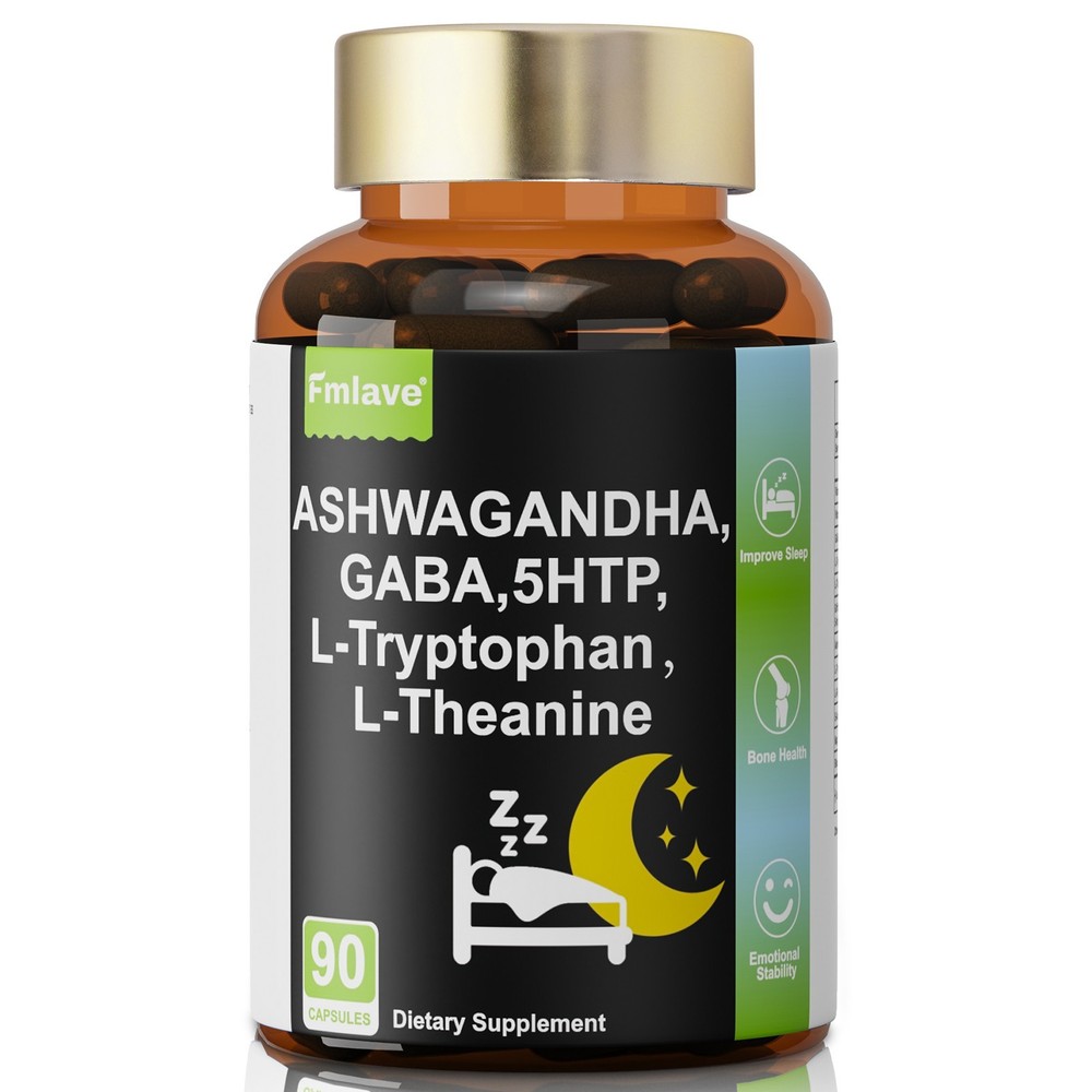 GABA 750mg 5-HTP 200mg L-Tryptophan 500mg L-Theanine 200mg Ashwagandha Sleep Aid