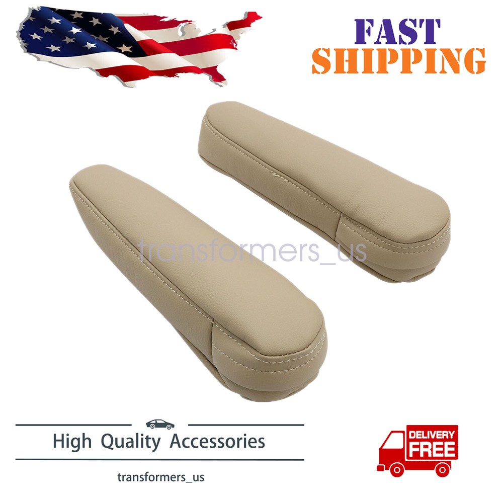 2PCS For 2001-2007 Toyota Sequoia Center Console Leather Armrest Cover Tan