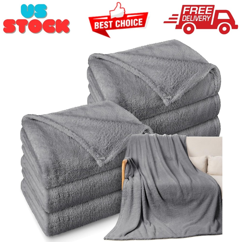 6 Pack Sherpa Fleece Throw Blanket Bulk 50