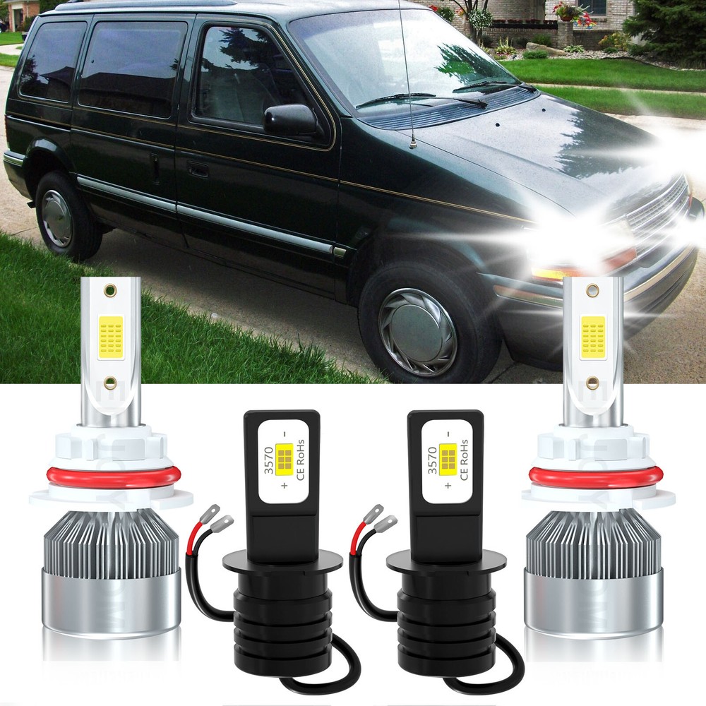 Bright 4x LED Headlight Bulbs High/Low Beam Fog Lights for 93-95 Plymouth Voyager