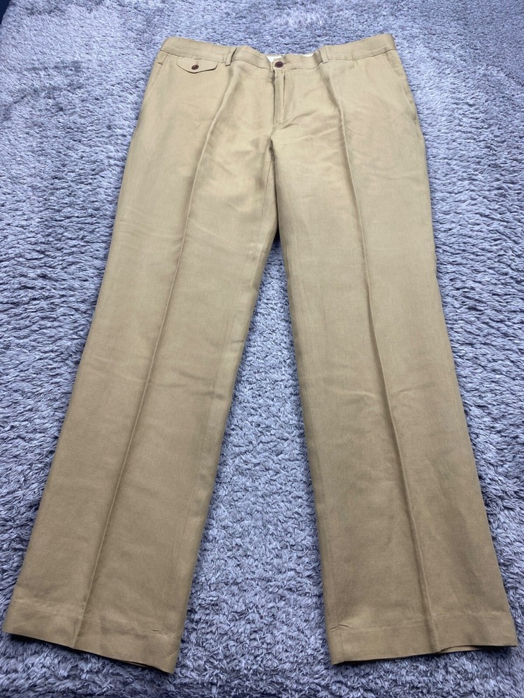 Polo Ralph Lauren Pants Mens 36x30 Linen Silk Classic Fit Military Chino Vtg 90s