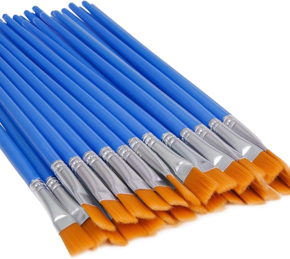 UPINS 20 Pcs Flat Paint Brushes, Small Brush Bulk for Detail 7mm, Blue