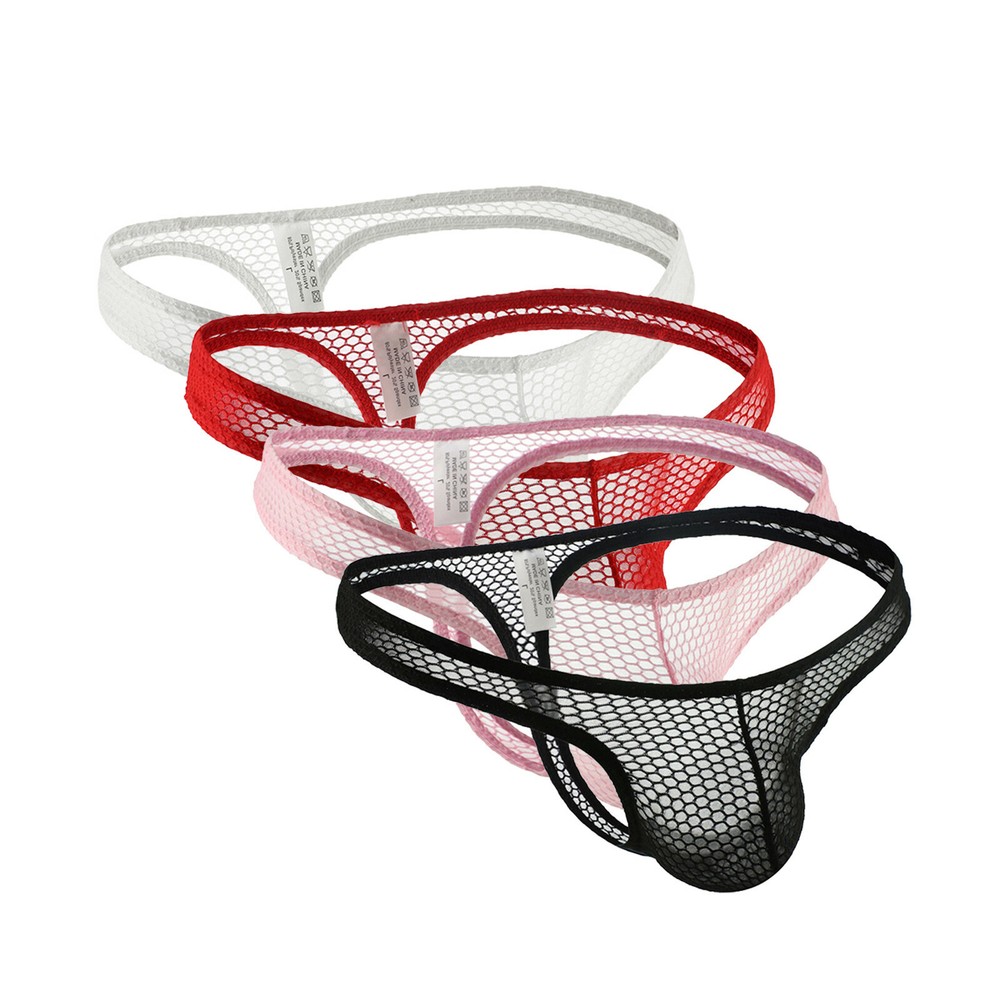 Male Sexy Lingerie Men Underwear Mesh Transparent Thong Briefs Trunks Underpants