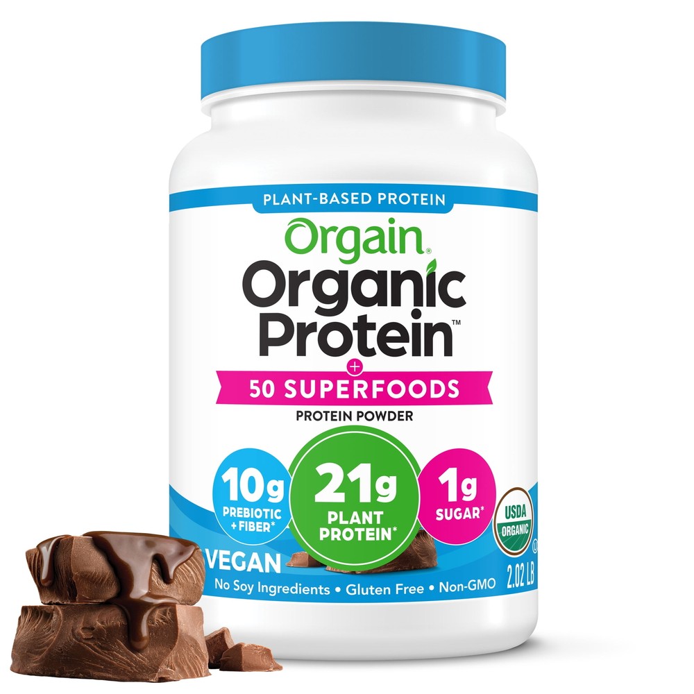 Orgain Organic Vegan 21g Protein Powder + 50 Superfoods Chocolate 2.02lb Vitamin