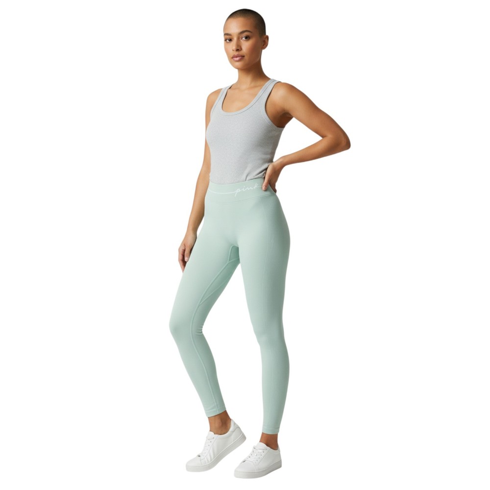 Victoria's Secret PINK Active Seamless Leggings Mint Green NWT XL Script Logo