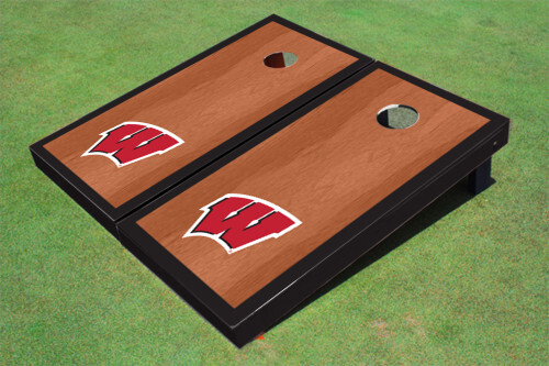 Wisconsin Badgers Rosewood Cornhole Boards with Matching Borders  