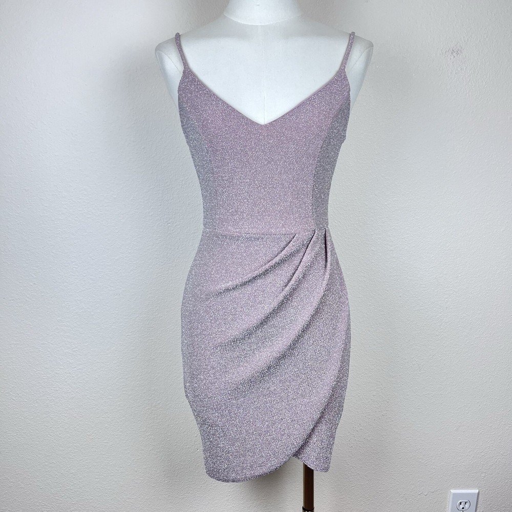Lulus Womens Small Mini Bodycon Cocktail Party Dress USA Made Metallic Fairy