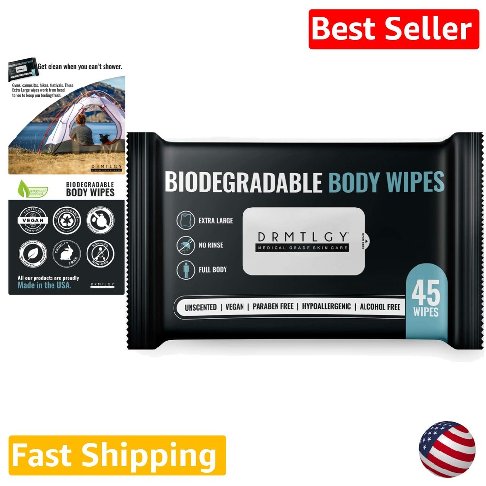 Aloe-Infused XL Eco Body Wipes - 45 Pack for Men & Women