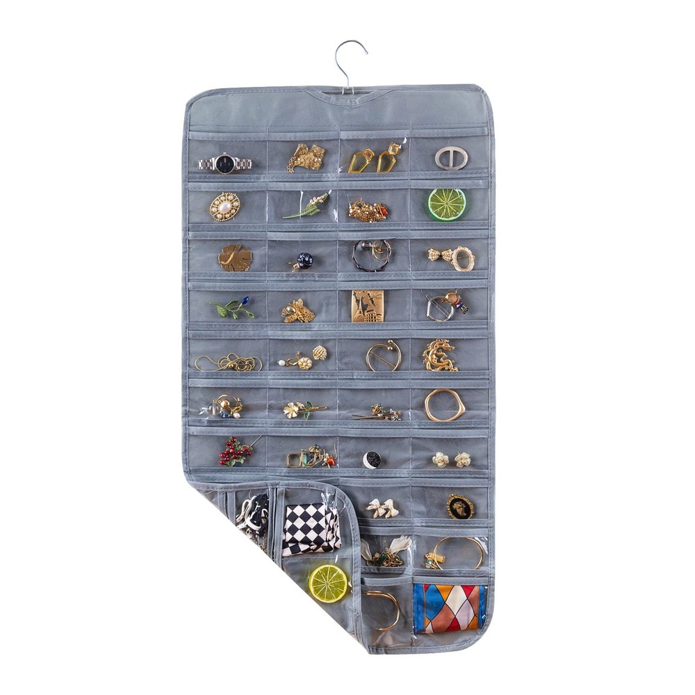 Bloss Hanging Jewelry Organizer with 80 Pockets for Earrings Necklaces Bracelets Storage