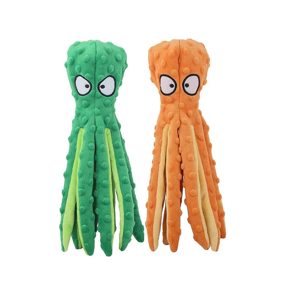 Squeaky Dog Toys - Octopus No Stuffing Crinkle Plush Large Dog Toys to Keep T...