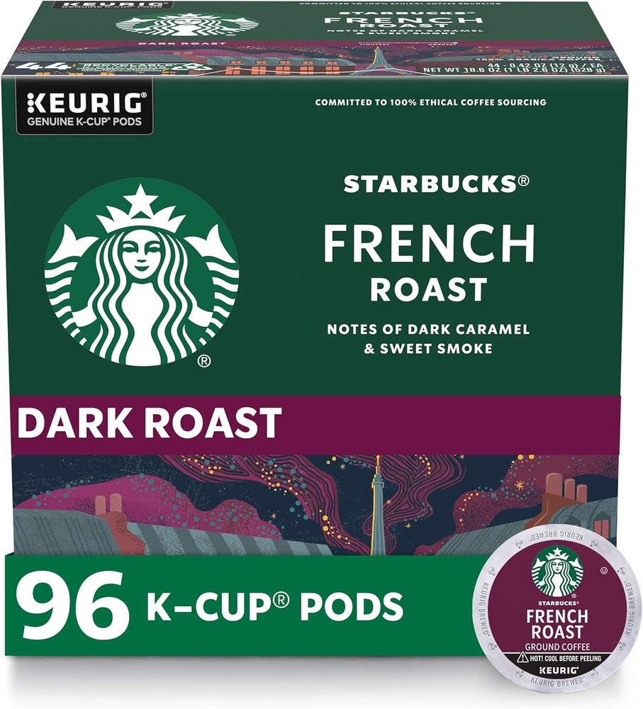 Starbucks Dark Roast French Roast K-Cup Pods 24-Count Pack of 4
