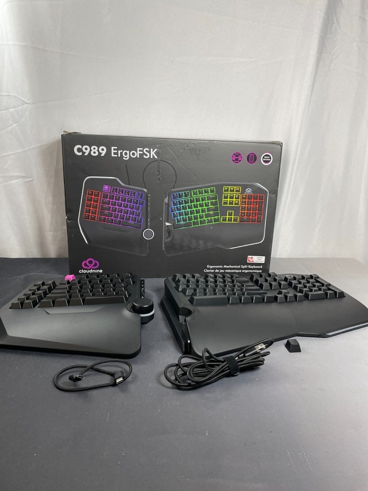 Cloud Nine C989 ErgoFSK Black Split Ergonomic RGB Mechanical keyboard