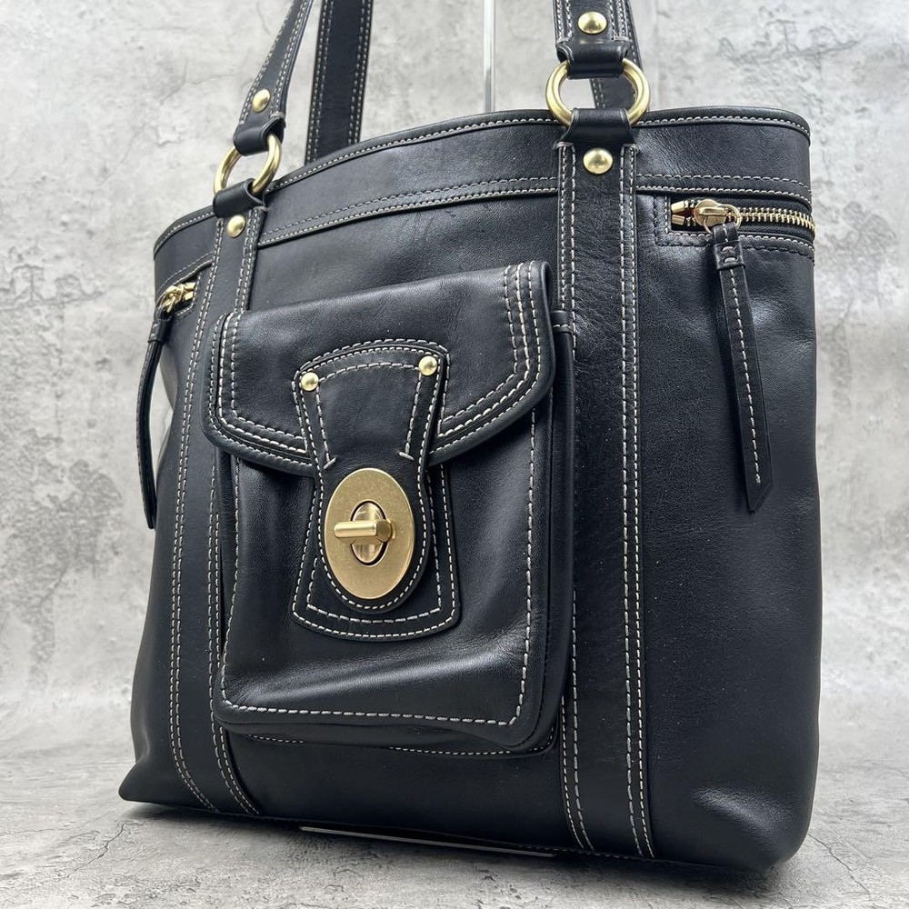 Coach Legacy Vintage Turnlock Leather Shoulder Bag Black Authentic G06152129