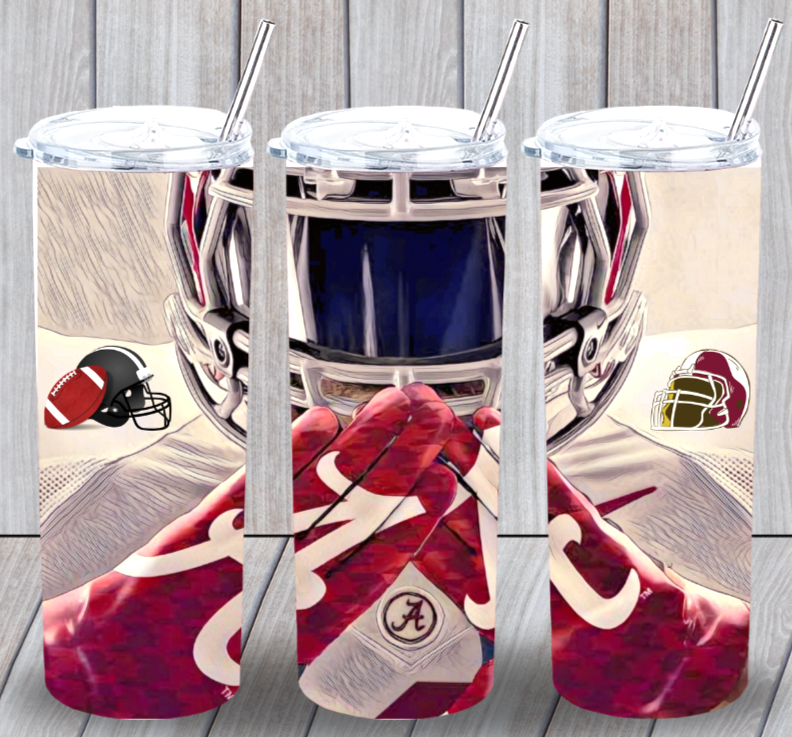 Alabama Roll Tide 20oz Insulated Tumbler with Clear Straw and Multicolor Design