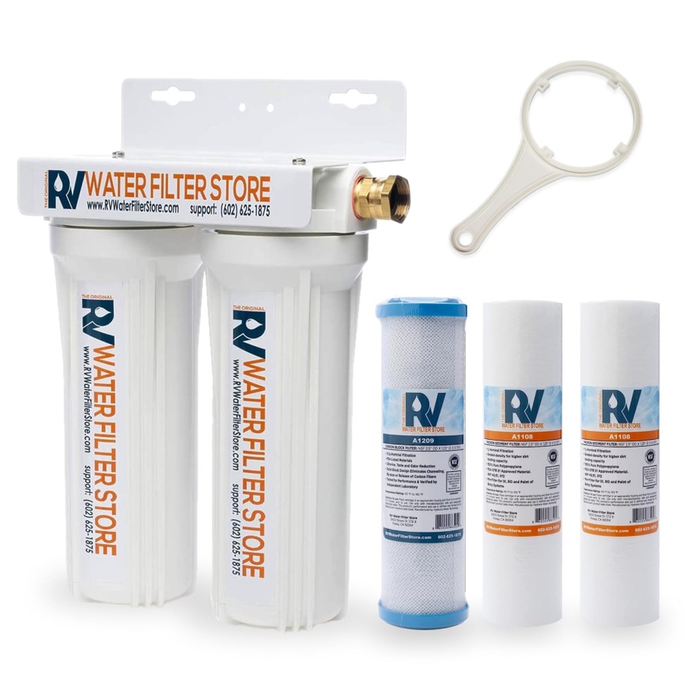 RV Water Filter System with Hose Fittings - Premium Portable Filtration Syste...