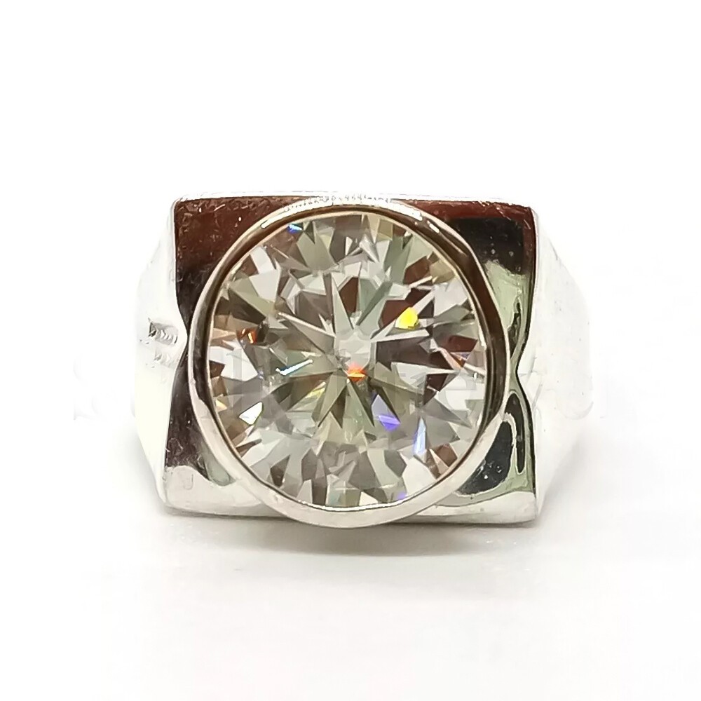 5.50 Ct Certified Round Cut White Diamond Solitaire Men's Ring-925 Silver