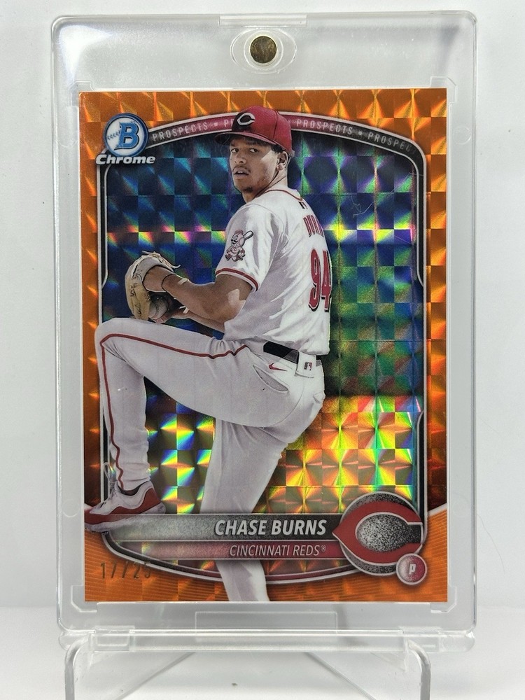 💎CHASE BURNS /25!!  2025 Bowman - Chrome Prospects Orange 🔥HOT🔥 #BCP-122