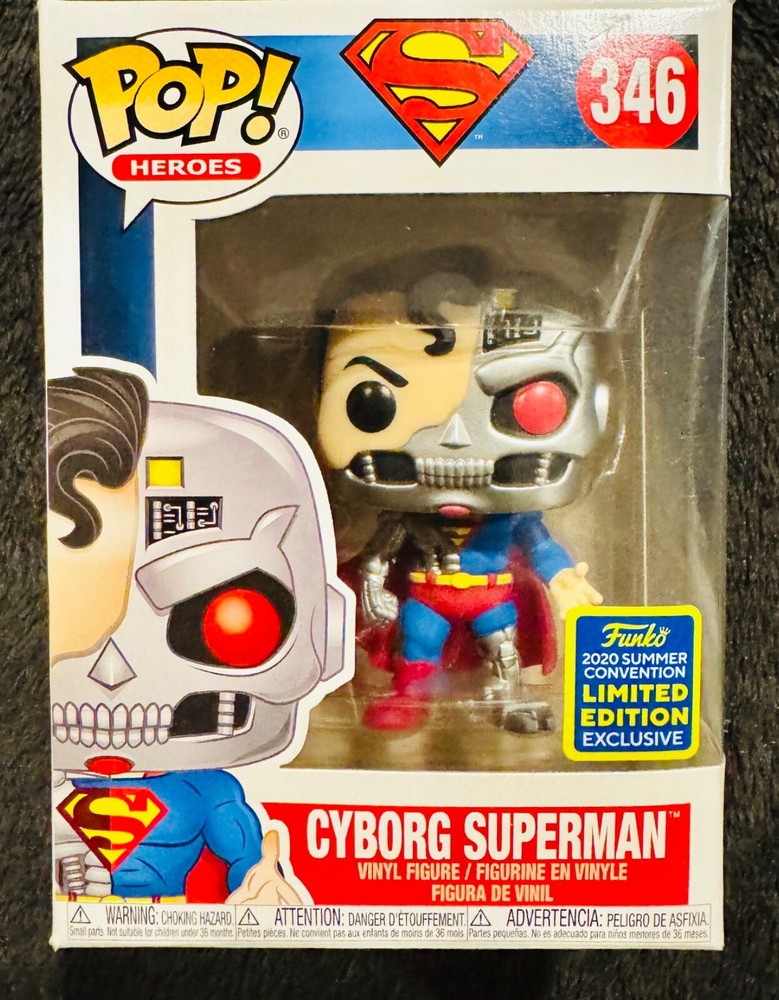 Funko Pop! Superman Cyborg Superman #346 2020 SDCC Exclusive Con Sticker