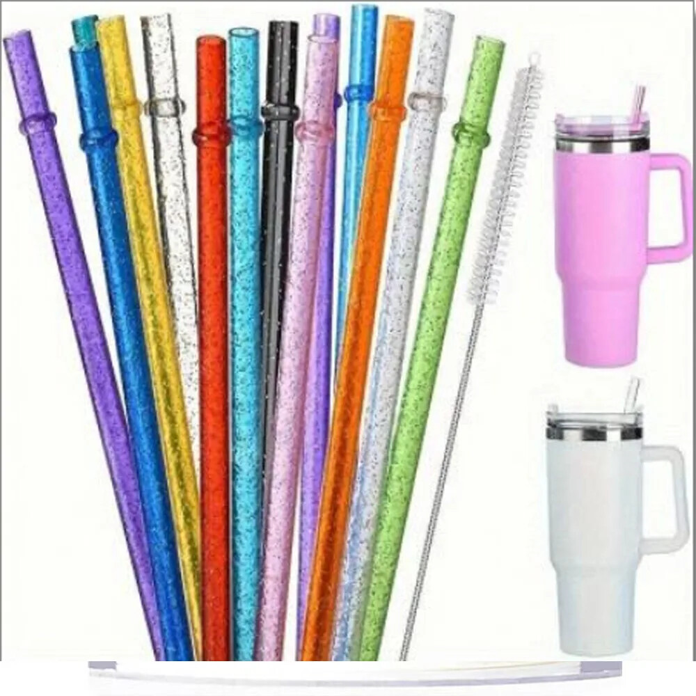 50pcs Reusable Gold Plastic Straws for Milk Tea Coffee Cups