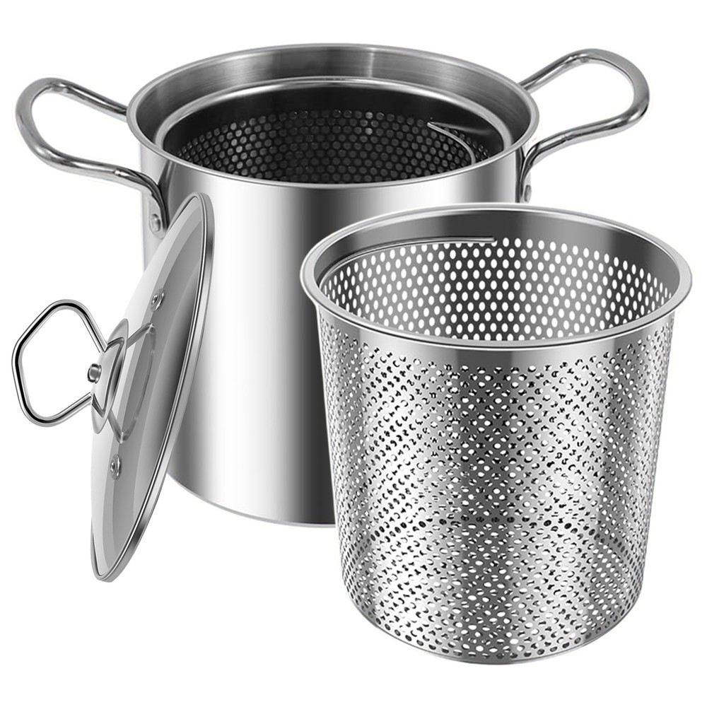 3.5L Deep Frying Pot Kitchen Fryer Strainer Stainless Steel Pan Pot With Basket