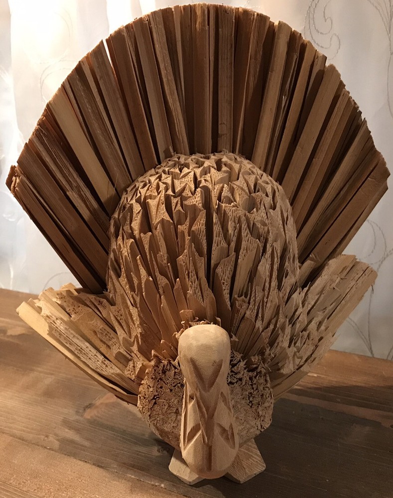 Vintage Carved Turkey Decor Centerpiece Made in Philippines 10”