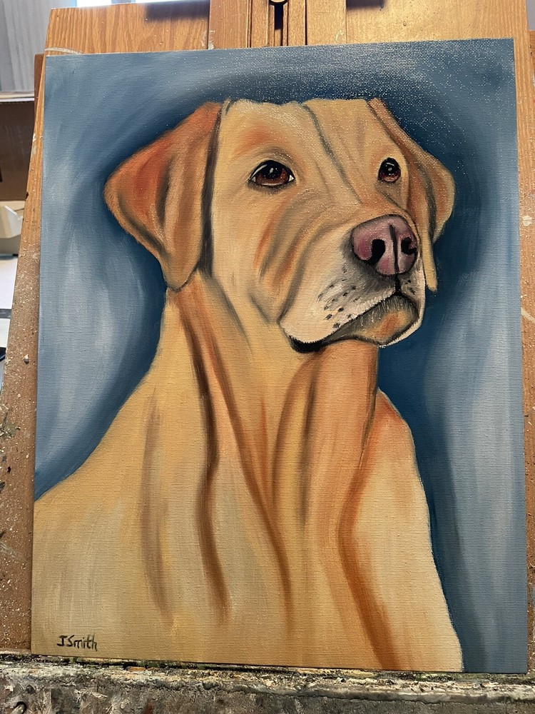 CHRISTMAS SALE!! Original oil painting signed 11 x 14  Labrador Retriever Dog-image